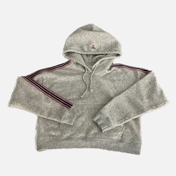 TNA The Iconic Hoodie Cropped Striped Sleeves Gray Size XXS Boxy Oversized - Picture 6 of 13